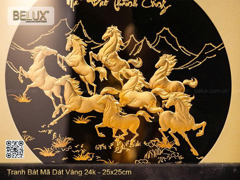 Tranh bát mã dát vàng 24k - 25x25cm&nbsp;